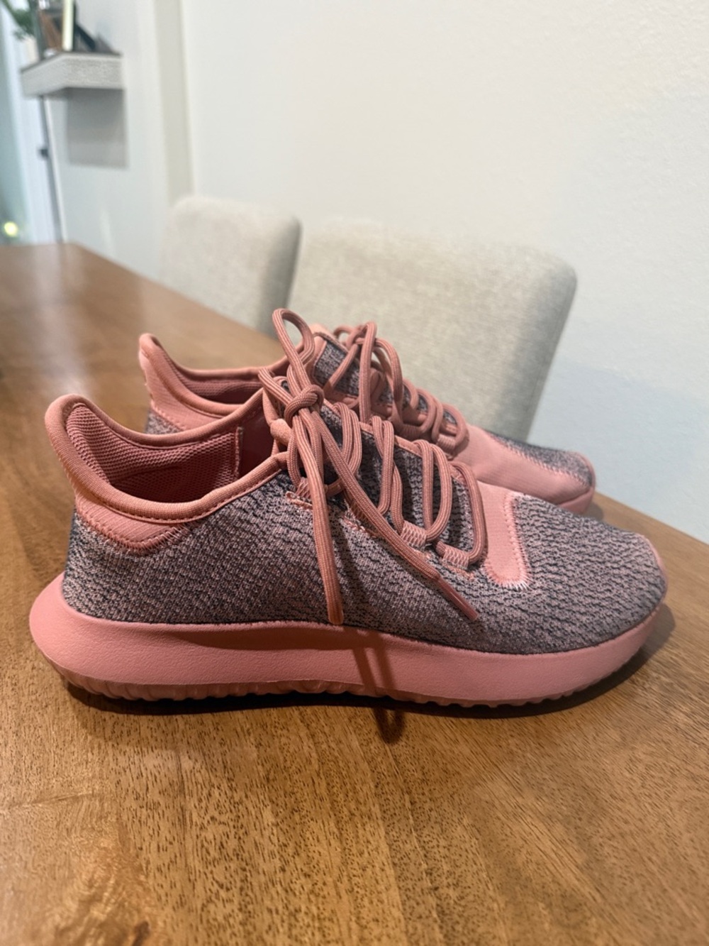 Adidas Coral Pink Tubular Slip-On Sneakers